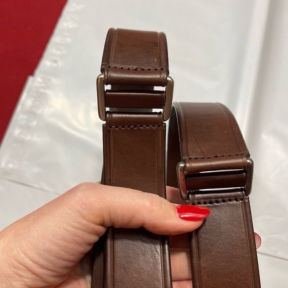 BROWN Argentina Leather Belt size 42 Sectioned, Silver Square Buckle 40-44” art - Picture 4 of 16